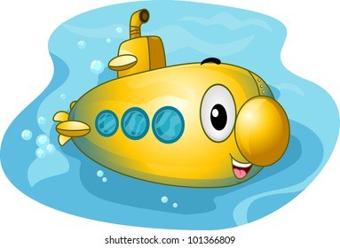 Mascot Illustration of a Colorful Submarine