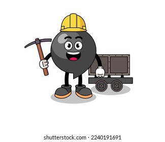 Mascot Illustration of comma symbol miner , character design