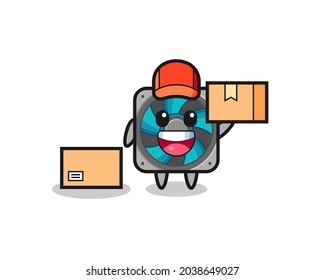 Mascot Illustration of computer fan as a courier , cute style design for t shirt, sticker, logo element
