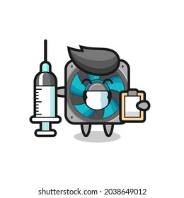 Mascot Illustration of computer fan as a doctor , cute style design for t shirt, sticker, logo element