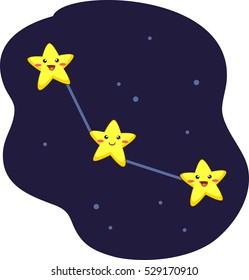 Mascot Illustration of a Constellation Formed by Three Interconnected Stars