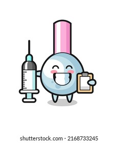 Mascot Illustration of cotton bud as a doctor , cute style design for t shirt, sticker, logo element