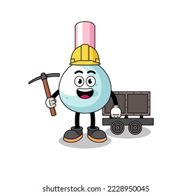 Mascot Illustration of cotton bud miner , character design