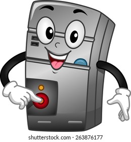 Mascot Illustration of a CPU Turning Itself On