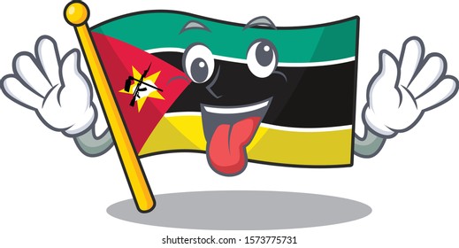 Mascot illustration of crazy expression flag mozambique Cartoon character design