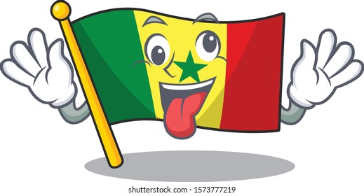 Mascot illustration of crazy expression Flag Senegal Cartoon character design