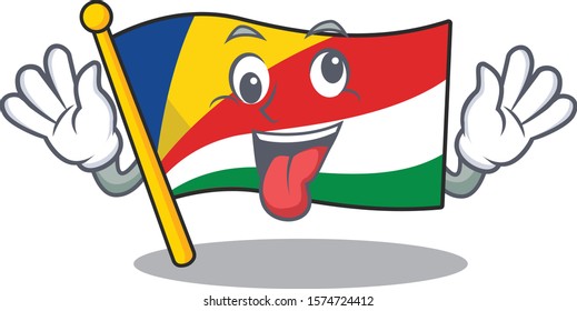 Mascot illustration of crazy expression flag seychelles Cartoon character design