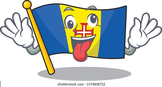 Mascot illustration of crazy expression flag madeira Cartoon character design