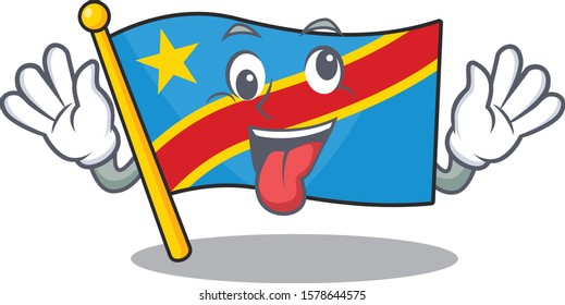 Mascot illustration of crazy expression flag democratic republic Cartoon character design