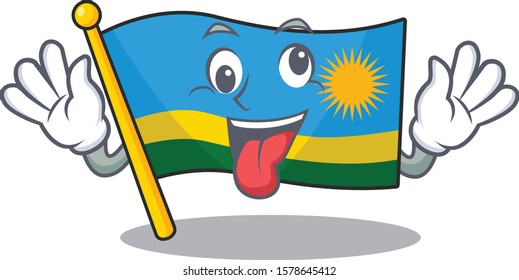 Mascot illustration of crazy expression flag rwanda Cartoon character design