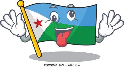 Mascot illustration of crazy expression flag djibouti Cartoon character design