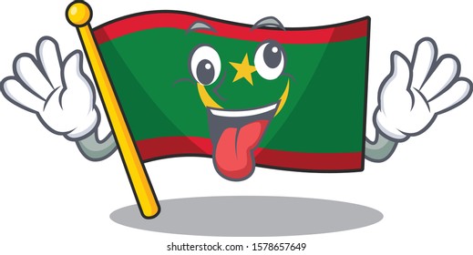Mascot illustration of crazy expression flag mauritania Cartoon character design