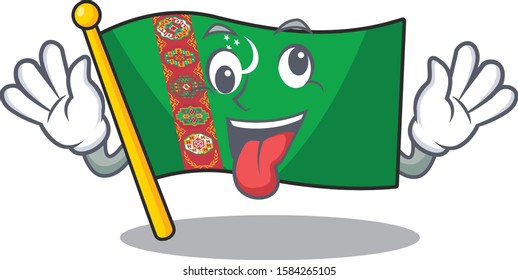 Mascot illustration of crazy expression flag turkmenistan Cartoon character design