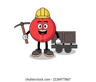 Mascot Illustration of cricket ball miner , character design