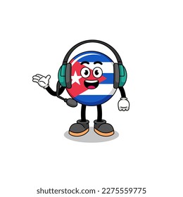 Mascot Illustration of cuba flag as a customer services , character design