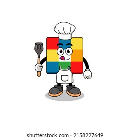 Mascot Illustration of cube puzzle chef , character design