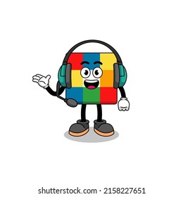 Mascot Illustration of cube puzzle as a customer services , character design