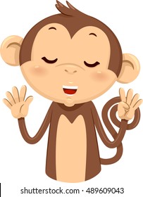 Mascot Illustration of a Cute Monkey Using His Fingers to Gesture the Number Nine