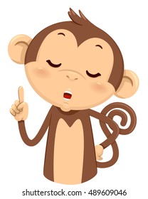 Mascot Illustration of a Cute Monkey Using His Fingers to Gesture the Number One