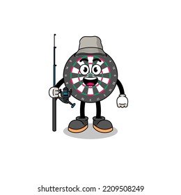 Mascot Illustration of dart board fisherman , character design