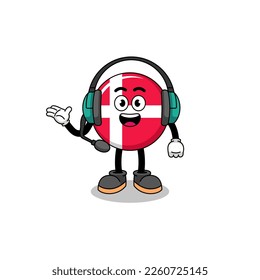 Ilustración en mascota de la marca denmark como servicio al cliente , diseño de caracteres