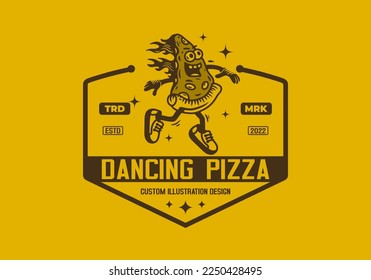 Mascot illustration design of a dancing pizza