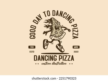 Mascot illustration design of a dancing pizza