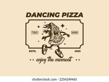 Mascot illustration design of a dancing pizza