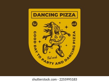 Mascot illustration design of a dancing pizza