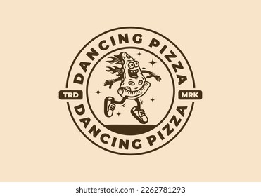 Mascot illustration design of a dancing pizza