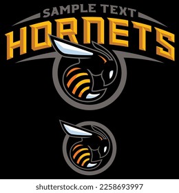 Mascot illustration with determined hornet in attack.