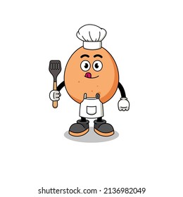 Ilustración de mascota de huevo de chef , diseño de carácter