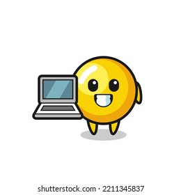 Mascot Illustration of egg yolk with a laptop , cute design
