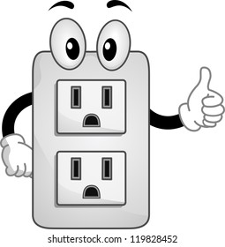 Mascot Illustration of an Electric Socket Giving a Thumbs Up