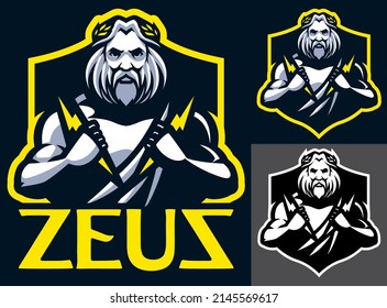 Mascot illustration or emblem of Greek god Zeus.