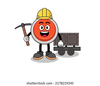 Ilustración de mascota de botón de emergencia , diseño de caracteres