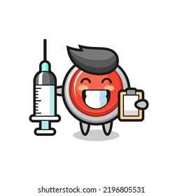 Mascot Illustration of emergency panic button as a doctor , cute design