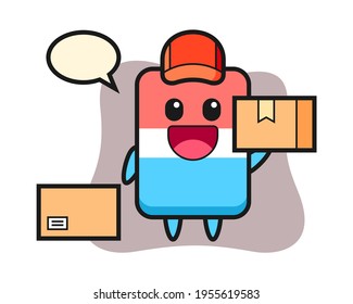 Mascot illustration of eraser as a courier, cute style design for t shirt, sticker, logo element