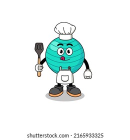 Ilustración de mascota del chef de la bola de ejercicios , diseño de carácter