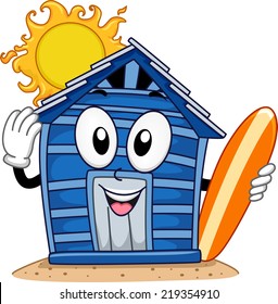 Mascot Illustration Featuring a Beach Cabin