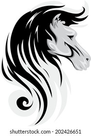 Mascot Illustration Featuring a Black Horse with a Curly Mane