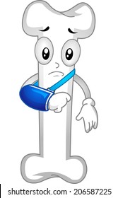 Mascot Illustration Featuring a Bone Wearing a Shoulder Sling