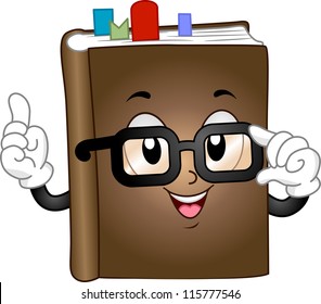 Mascot Illustration Featuring a Book with Bookmarks Inserted Between its Pages