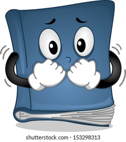 Mascot Illustration Featuring a Book Trembling in Fear