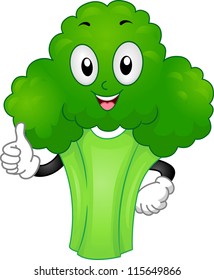 Mascot Illustration Featuring a Broccoli Giving a Thumbs Up