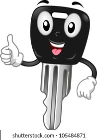 Mascot Illustration Featuring a Car Key