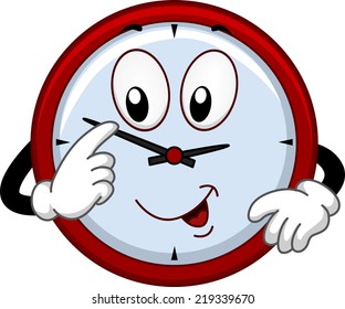 Mascot Illustration Featuring a Clock Adjusting the Time