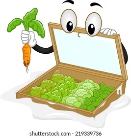 Mascot Illustration Featuring a Cold Frame Plucking a Carrot