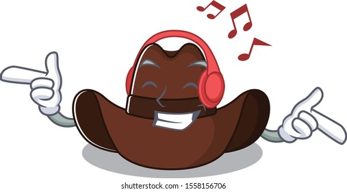 Mascot illustration the featuring cowboy hat listening music