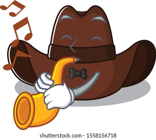 Mascot illustration the featuring cowboy hat with trumpet